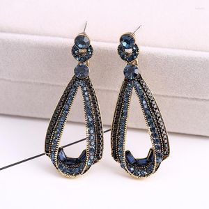 Dangle Earrings Year 925 Sterling Silver Royal Blue Zirconレトロウォータードロップ