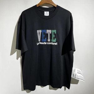 メンズTシャツ2023SS VETSレターロゴ刺繍プリント特大のTシャツカジュアル汎用コットントップTシャツY2Kストリートウェアの服