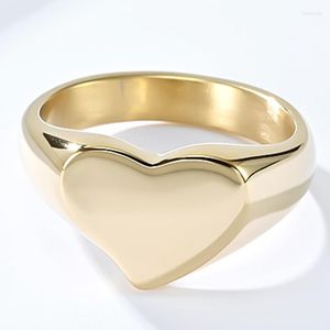 Wedding Rings Fashion Heart Stainless Steel Ring For Couple Lover Men Women Male Trend Waterproof Band Jewelry Wholesale Drop