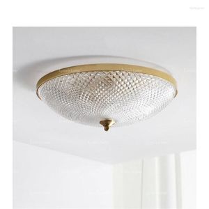 Ceiling Lights American Luxury Brass Crystal Bedroom Living Room Copper Study Retro Led Glass Lamp E27 Lighting Fixtures