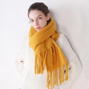 Schals 2023 Winter dicker und warmer Mohair-Schal Weiblicher Schal Nachahmung Kaschmirbart Feste Farbe für Frauen