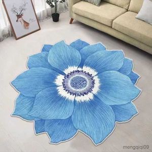 Carpets Modern Fluffy Petal Flower Carpet Living Room Decoration Home Area Rugs Bedroom Bedside Computer Chair Rug Anti-skid Floor Mat R230725