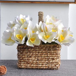 Dekorativa blommor 1 st 27 cm cymbidium orkidé handgjorda konstgjorda hem bröllopsdekorpografi rekvisita falska växter födelsedagsfest flores