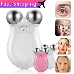 Face Massager EMS Lift Micro Flow Roller Massage Machine Electric Massage Equipment Spa V-shaped Face Anti wrinkle Reduction Double Chin 230720