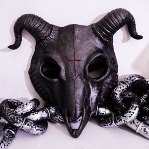 Halloween Cosplay Billy Goat Skull Mask Half Face Masquerade Carnival Halloween Mask Rave Sheep Bone Cosplay Animal Mask Party