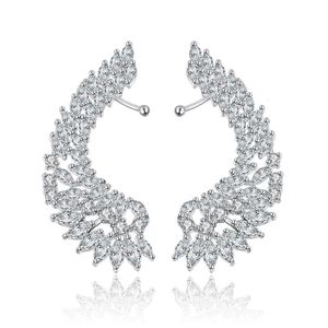 Lampadario penzolante SENYU Fashion Bride Jewelry Luxury Women's CZ Crystal Angel Wing Paraorecchie Sacchetto di pulizia Orecchini a polsino Orecchini da arrampicata cromati 230724