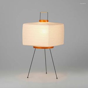 Table Lamps Japanese Design Akari Noguchi Yong Lamp Printed Rice Paper Bedroom Desktop Decoration Square