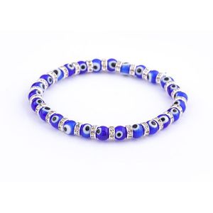Perlen 20 Teile/los Mode Blau Glück Türkische Bösen blick Charme Stränge Armbänder Glas Kristall Perlen Armband Für Frauen Mädchen Elastische hand Dhtm3