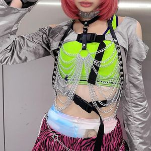 Kvinnors T -skjortor Cyber ​​Gothic Y2k Hollow Out Smock Tops Techwear Fashion Punk Silver Crop Pullovers
