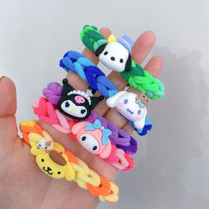 DIY Manual Braid Cute Kuromi Braid Hair Rope Bracelet Elastic Hair Rope Simple Style Children Girl Ponytail Holder Soft Hair Ties Kid Daily Use 2276