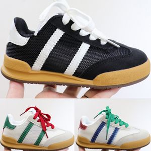 Original Jeans Kids Casual Shoes Trend Ventilate Leather White Royal Blue White Black Baby Outdoor Sneakers Storlek 24-35