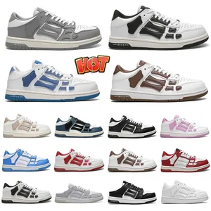 Designer Casual Shoes Skel Top Low Bone Leather Sneakers Skeleton Green Blue Black Gray Red White Men Women Outdoor Sports Training Shoes