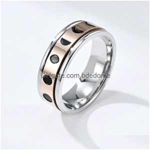 Anéis de banda de aço inoxidável Ansiedade Rotatable Moon Solar Ring Decompress For Women Men Fashion Jewelry Drop Delivery Dhwfg