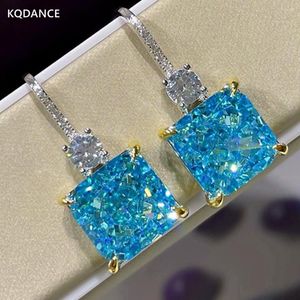 Dangle Küpeler KQDance 925 Gümüş Simüle 10mm Ametist Moissanit Elmas Akuamarin Citrine Düğün Takı Kadınlar İçin