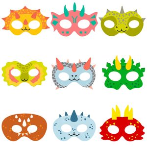 9pcs/Pack Baby Shower Boy Party Paper Mask Dinosaur Birthday DIY Face Shield Photo Props