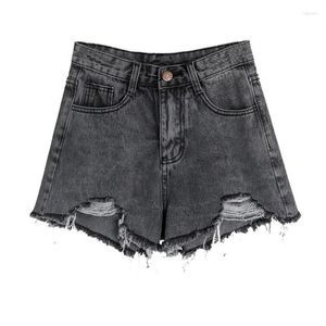 Kvinnors shorts jeans för kvinnor blå hög midja a-line casual bekväm smal vår sommar 2023 modefickor streetwear