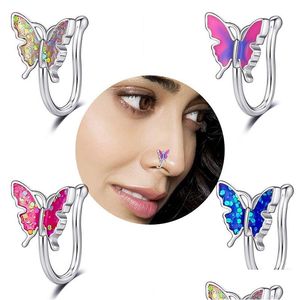 Näsringar Studs Casual Butterfly Clip Fashion Personlig U-formad falsk ringfaux piercing smycken för kvinnor släpp leverans kropp