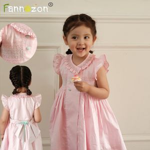 SMOCKING HAND EMBRODERY Pink mode Nytt i baby barnkläder flickor bomullsklänningar barn kläder sommarklänning vestidos
