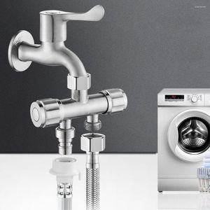 Banyo Lavabo muslukları 1 Pc 304 Paslanmaz çelik bibcock çamaşır makinesi musluk çift kullanım çamaşır paspası havuzu musluk çift tutamaçları musluklar iplik