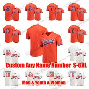 NCAA S-6XL Clemson Tigers College Beyzbol Formaları Seth Beer Elijah Henderson Bryar Hawkins Davis Sharpe Kier Meredith Matt Cooper Reid Özel Herhangi Bir İsim Herhangi Bir Numara