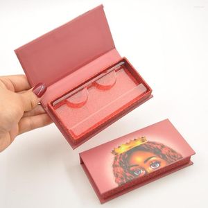False Eyelashes 30/50/100pcs Packaging Box Custom Logo 3d Mink Fakelashes Boxes Faux Cils Strip Magnetic Red Case Empty