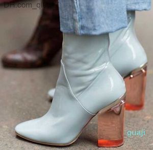 Buty Clear Heels Buty Damskie buty dookoła stóp do kostki Botki Zip Back Grey Blue Fashion High Heels Buty Woman Z230724