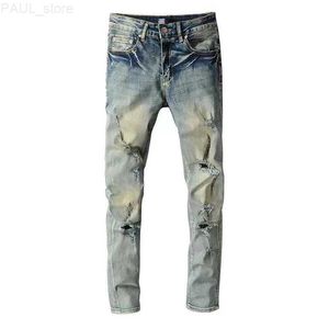 Designer viola maschile maschile jeans per i pantaloni da ricamo da uomo patch ricamati di lusso pantalone jeans jeans jeans strappato jean l230724