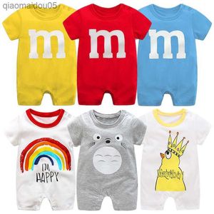 Summer New Style Short Sleeved Girls Dress Baby Romper Cotton Newborn Body Suit Baby Pajama Boys Animal Monkey Rompers 2023 hot L230712