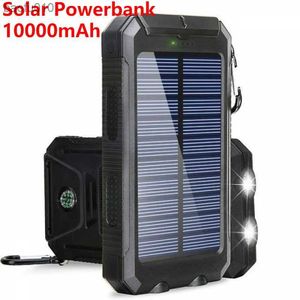 Portable Solar Power Bank Outdoor Charging PowerBank Extern batteriladdare med kompass Strong LED -ljus för alla smartphones L230619