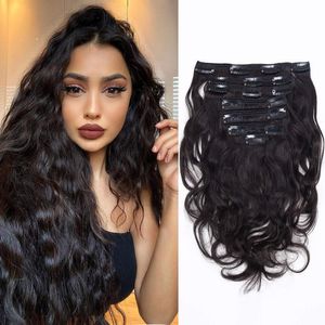 Clipe sem costura na extensão do cabelo Onda corporal Cabelo humano virgem cru Cabelo brasileiro Cabelo peruano Cabelo malaio Cabelo indiano