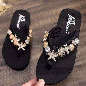 Slipper Kids Beach Flip Flops Summer Outdoor Slippers Sandals ParentChild модные металлические оформления тапочки для девочек обувь SH273 230721