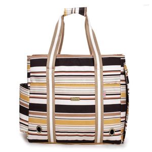 Dog Carrier Yellow Striped Polyester Pet Dogs Bag Fashion Small Puppy