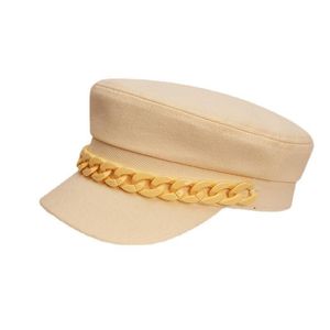 Berets Spring Summer Chain Black Cotton Military For Women Female Flat Army Hat Girl Travel Beret Ladies Painter Cap Drop Delivery F Dhto8