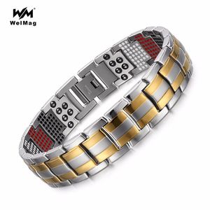 WelMag Fashion Jewelry Healing FIR Magnetic Bracelets Titanium Bio Energy Bracelet For Men Blood Pressure Accessory Wristband295s