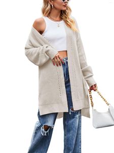 Damen-Strickjacke, lockere Passform, vorne offener Strick-Cardigan mit Taschen – gemütlich und stilvoll, lange Ärmel, übergroß