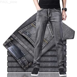 Men's Men Stretch Regular Fit Jeans Business Casual Classic Style Fashion Denim Trousers Male Black Blue Gray Pants W220813 L230724