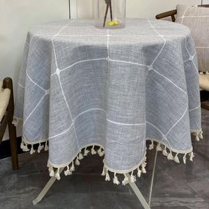 テーブルクロスの装飾的な亜麻仁のテーブルクロスフリンジ付き防水性濃厚な丸い丸い結婚式のお茶生地