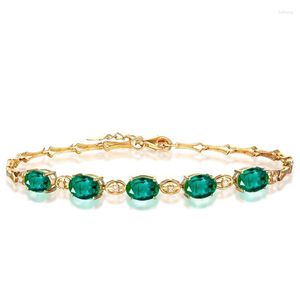 Charm Armband Mengyi Luxury Retro Antique Oval Green Zircon Golden Armband Women's Wedding Jewelry 9 2 5 Handkedjiga semestergåvor