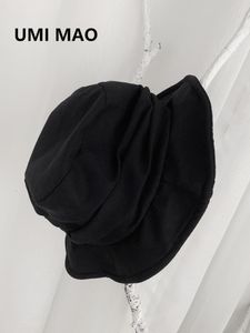 Cappelli a tesa larga Cappelli a secchiello UMI MAO Yamamoto Wind Dark Black Cappello da pescatore retrò giapponese Uomo Donna Fold Design Hat Harajuku Y2k Femme Hombre Gothic 230724