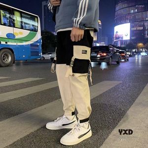 Men's Pants Fashion Mens Hi-street Cargo Slim Fit Urban Style Hip Hop Patchwork Pocket Trousers Cuffed Joggers For Male Clothing