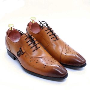 Men Dress Shoes Italian Leather Shoes Men's Oxford Calf Blac High Heels