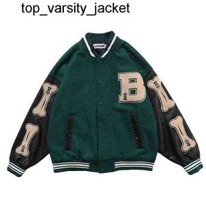 New 23ss Varsity Jacket Men Leather Sleeve Letterman Bomber da donna marchio di moda Coat Baseball Oversize Green Purple Womens Mens Letterman Jacket