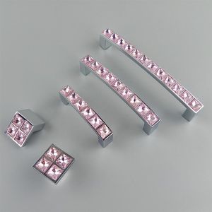 クリスタルガラスシリーズダイヤモンドピンクの家具ハンドルドアノブドレッサー引き出しワードローブキッチンキャビネット食器棚プルドアアクセサン