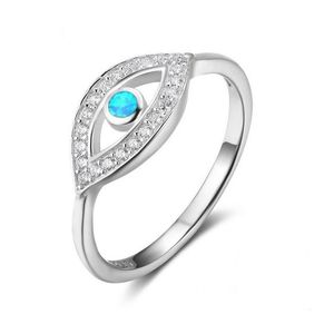 Band Rings Crystal Blue Opal Turkey Evil Eyes Ring For Women Alloy Sier Religious Jewelry Nice Gift Fashion Evil-Eyes Finger Drop Deli Dhfz5