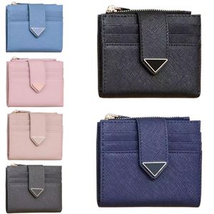 Women Card Holder Passport Mounders Card Card Luxurys Designer Saffiano Triangle Pocket Organizer Key Baguct Coluts Coin محافظ المحافظ الرئيسية المحفظة المربعة Mens Meni Mini