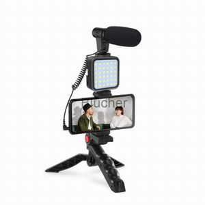 Światła selfie LED Video Light Vlog Zestaw Studio Photography Photography Kit LED FILK Light Tratod z mikrofonem odpowiednie dla kamer wideo na smartfony x0724