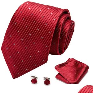 Krawatten-Set, luxuriöse Herren-Krawatten mit Blumenmuster, schwarz und goldfarben, Paisley-Krawatte, Einstecktuch, Manschettenknöpfe, Hochzeit, Party, Drop-Lieferung, Modeaccessoire Dhnje