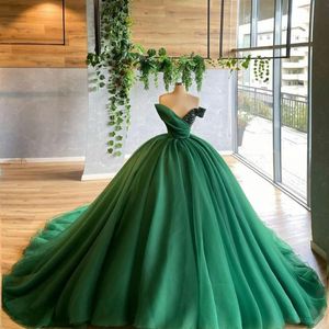 Green Quinceanera Dresses Ball Gown Sexy V Neck Tiered Ruffles Tulle Plus Size Formal Party Prom Evening242m