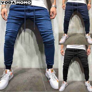 Jeans da uomo Pantaloni da uomo Jeans dal design semplice con lacci Pantaloni casual slim Pantaloni da uomo a matita denim skinny per uomo hip hop abbigliamento uomo pantaloni da uomo L230724