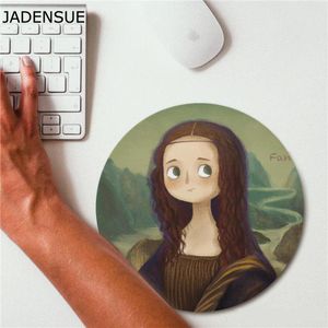 Cute Desk Mats Mouse Pad Round Van Gogh Deskpad Painting Oil Character Girl Computer Pearl Office Computer Laptop Mouse Mat 20cm